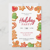 ホリデーパーティジンジャーブレッドクッキーの招待 招待状 (正面)