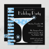 ホリデーパーティスノーフレークカクテル招待状 招待状 (正面/裏面)