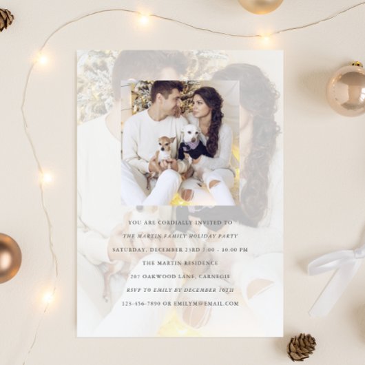 ホリデーパーティダブルフォト招待状とオーバーレイ 招待状