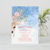 ホリデーパーティディアホリーバラスノーフローラブルー 招待状 (スタンド正面)