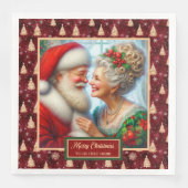 ホリデーパーティナプキンズレッド金ゴールドグリーンクロースデザイン (正面)