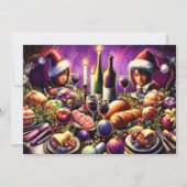 ホリデーパーティパステルスケッチおもしろいパープル 招待状 (正面)