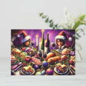 ホリデーパーティパステルスケッチおもしろいパープル 招待状 (スタンド正面)