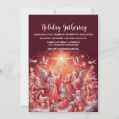 ホリデーパーティパステルスケッチクリスマスエンジェル 招待状 (正面)