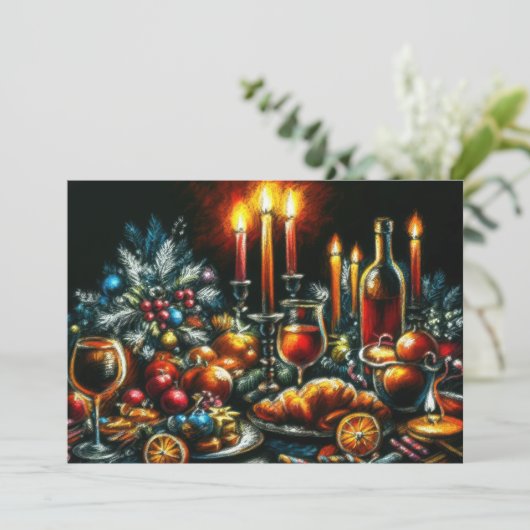 ホリデーパーティパステルスケッチタブレエスケープ 招待状 (スタンド正面)