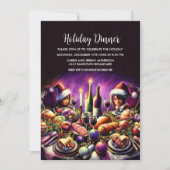 ホリデーパーティパステルスケッチパープルおもしろい 招待状 (正面)