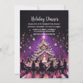 ホリデーパーティパステルスケッチパープル 招待状 (正面)