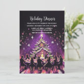ホリデーパーティパステルスケッチパープル 招待状 (スタンド正面)