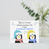 ホリデーパーティペンギン招待状 招待状 (スタンド正面)