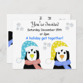 ホリデーパーティペンギン招待状 招待状 (正面/裏面)