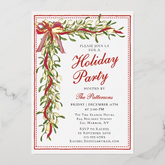 ホリデーパーティミスタントウボウクリスモダンマスパーティー 箔招待状 (正面)