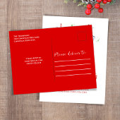 ホリデーパーティレッドアンドグリーンストッキング シーズンポストカード