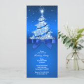ホリデーパーティーお祝いエレガントブルー招待状 招待状 (スタンド正面)