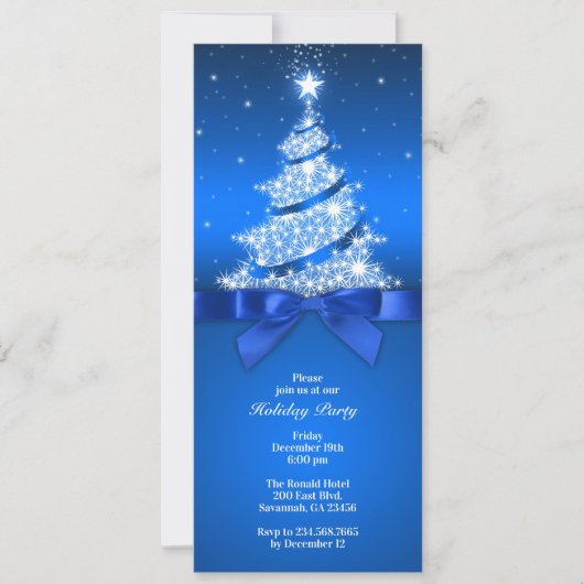 ホリデーパーティーお祝いエレガントブルー招待状 招待状 (正面)