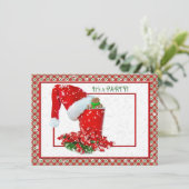 ホリデーパーティーとレッドパーティーカップ 招待状 (スタンド正面)