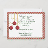 ホリデーパーティーとレッドパーティーカップ 招待状 (裏面)