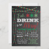 ホリデーパーティーのお誘い - 食べて、飲んで、楽しく 招待状 (正面)