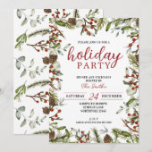 ホリデーパーティーのご招待 - 夕食とカクテル 招待状 (正面/裏面)