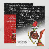 ホリデーパーティーのご招待 - 妖精がソリに乗ってやってくる！ 招待状 (正面/裏面)