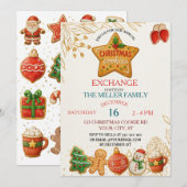 ホリデーパーティーのクッキー交換 招待状 (正面/裏面)