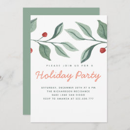 ホリデーパーティーのグリーンリーリーフへの招待 シーズンカード