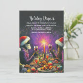 ホリデーパーティーのパステル画のサンタ 紫 招待状 (スタンド正面)