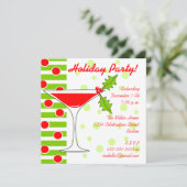 ホリデーパーティーのホリーカクテル招待状 招待状 (スタンド正面)