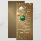 ホリデーパーティーの招待状 - エレガントなアンティークゴールド 招待状 (正面/裏面)