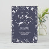 ホリデーパーティーの招待状　カリグラフィー冬の葉 招待状 (スタンド正面)