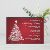 ホリデーパーティーの招待状 クリスマスツリー 赤 招待状 (スタンド正面)