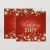 ホリデーパーティーの招待状、シャンパンの泡 招待状 (正面/裏面)