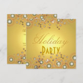 ホリデーパーティーの招待状、シャンパンの泡 招待状 (正面/裏面)