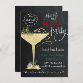 ホリデーパーティーの招待状 - 偽のグリッター 招待状 (正面/裏面)