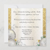 ホリデーパーティーへの招待 - ゴールド＆シルバーのオーナメント 招待状 (裏面)