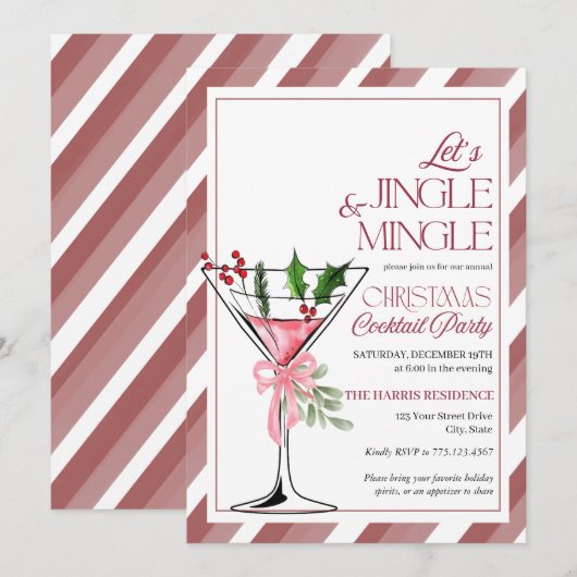 ホリデーパーティーを楽しもう Let's Jingle and Mingle 招待状 (正面/裏面)