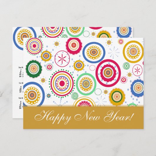 ホリデーパーティーカラフルファンキーサークル シーズンポストカード (正面/裏面)