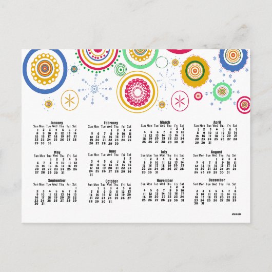 ホリデーパーティーカラフルファンキーサークル シーズンポストカード (裏面)