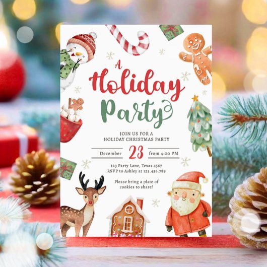 ホリデーパーティージングルクリスマスサンタ 招待状