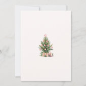 ホリデーパーティーピンククリスマスツリー 招待状 (裏面)