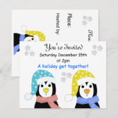 ホリデーパーティーペンギンの招待状 招待状 (正面/裏面)