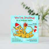 ホリデーパーティー招待ねこ 招待状 (スタンド正面)