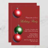 ホリデーパーティー招待状オンクランベリーレッド 招待状 (正面/裏面)
