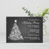 ホリデーパーティー招待状クリスマスツリーブラック 招待状 (スタンド正面)