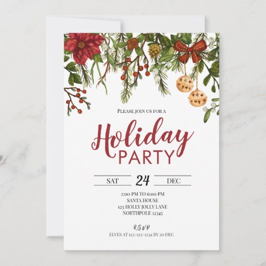 ホリデーパーティー招待状クリスマス招待状 招待状 (正面)