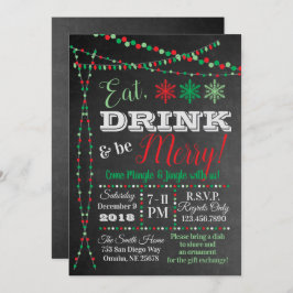 ホリデーパーティー招待状食べ-，ドリンクbeメリー 招待状