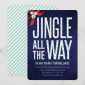 ホリデーパーティー招待状 *ジングル・オール・ザ・ウェイ* 招待状 (正面/裏面)