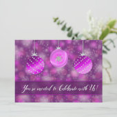 ホリデーパーティー招待状 – パープルオーナメント 招待状 (スタンド正面)