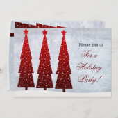 ホリデーパーティー招待状- 3つの赤い木 招待状 (正面/裏面)