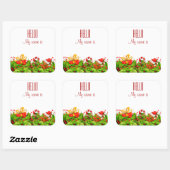 ホリデーパーティー招待状HELLO名タグ スクエアシール (シート)