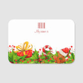 ホリデーパーティー招待状HELLO名タグ 名札 (正面)